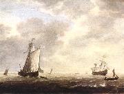 VLIEGER, Simon de A Dutch Man-of-war and Various Vessels in a Breeze r Norge oil painting reproduction